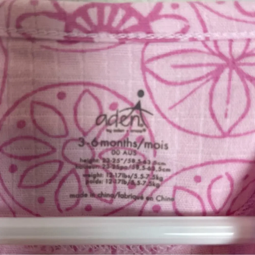 Aden + Anais Pink Floral One Piece Sleeper 3 to 6 Months